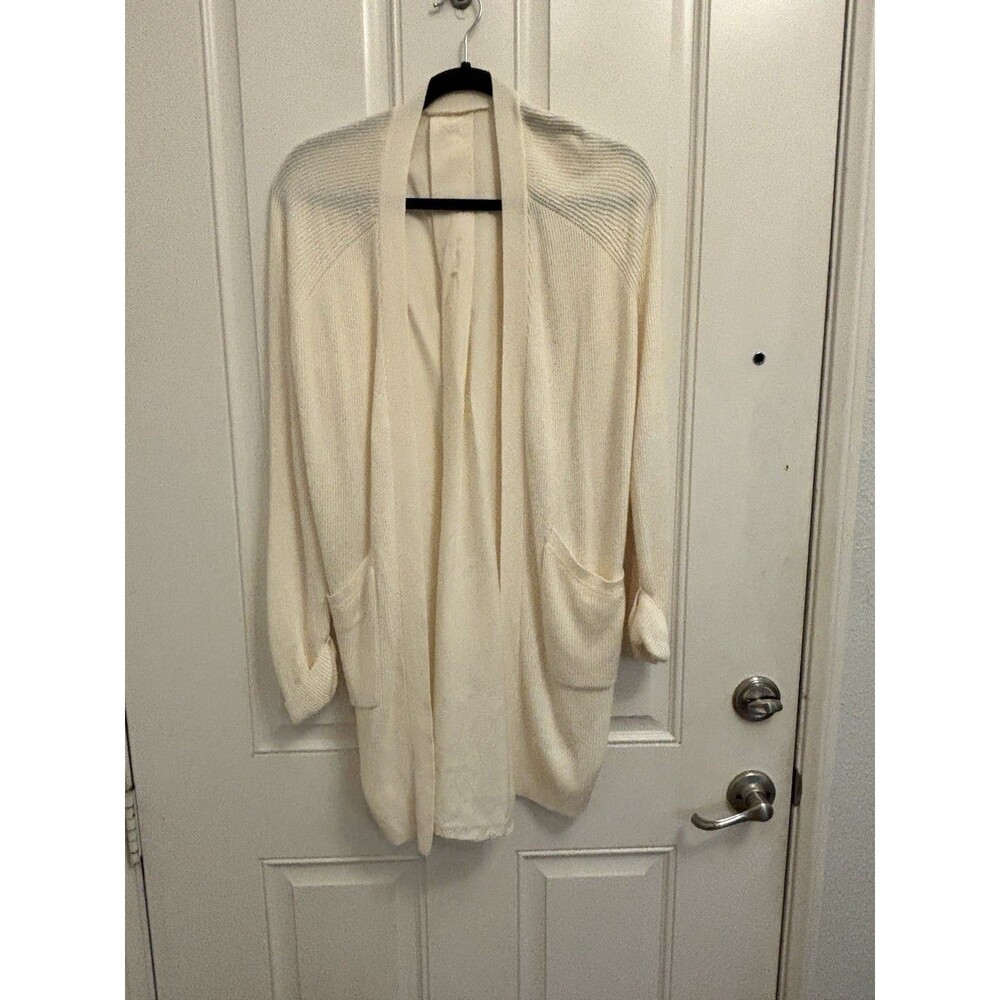 Lululemon Still At Ease Wrap M Ivory Cashmere Blend duster open Cardigan Sweater